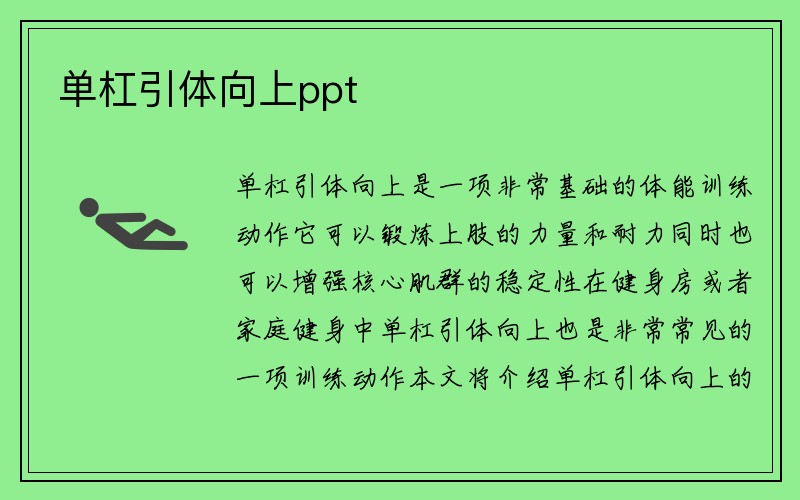 单杠引体向上ppt